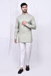 Buy_Arihant Rai Sinha_Grey Linen Cotton Solid Short Kurta With Pant _at_Aza_Fashions