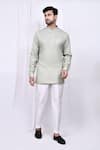 Buy_Arihant Rai Sinha_Grey Linen Cotton Solid Short Kurta With Pant 