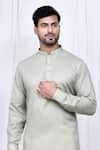 Shop_Arihant Rai Sinha_Grey Linen Cotton Solid Short Kurta With Pant 