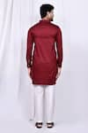 Shop_Arihant Rai Sinha_Maroon Linen Cotton Solid Kurta With Pant _at_Aza_Fashions