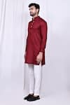 Shop_Arihant Rai Sinha_Maroon Linen Cotton Solid Kurta With Pant _Online_at_Aza_Fashions