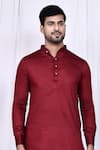 Buy_Arihant Rai Sinha_Maroon Linen Cotton Solid Kurta With Pant 