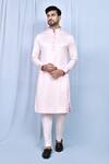 Buy_Arihant Rai Sinha_Pink Satin, Cotton Embroidery Floral Placket Kurta With Pant _at_Aza_Fashions