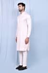 Arihant Rai Sinha_Pink Satin, Cotton Embroidery Floral Placket Kurta With Pant _at_Aza_Fashions