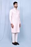 Buy_Arihant Rai Sinha_Pink Satin, Cotton Embroidery Floral Placket Kurta With Pant 