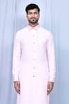 Buy_Arihant Rai Sinha_Pink Art Silk Petal Bloom Print Collar Kurta With Pant _Online_at_Aza_Fashions