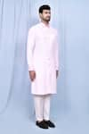 Buy_Arihant Rai Sinha_Pink Art Silk Petal Bloom Print Collar Kurta With Pant 