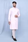 Shop_Arihant Rai Sinha_Pink Art Silk Petal Bloom Print Collar Kurta With Pant 