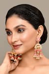 Buy_Adara Khan_Pink Stone Enamelled Embellished Jhumkas _at_Aza_Fashions