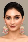 Shop_Adara Khan_Pink Stone Enamelled Embellished Jhumkas _Online_at_Aza_Fashions