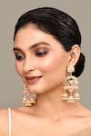 Buy_Adara Khan_Peach Stone Embellished Enamelled Jhumkas _at_Aza_Fashions