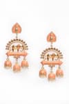 Adara Khan_Peach Stone Embellished Enamelled Jhumkas _Online_at_Aza_Fashions