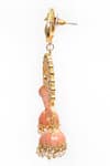 Buy_Adara Khan_Peach Stone Embellished Enamelled Jhumkas _Online_at_Aza_Fashions