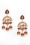 Adara Khan_Maroon Stone Enamelled Pearl Embellished Jhumkas _Online_at_Aza_Fashions