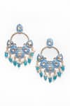 Samyukta Singhania_Blue Bead Stone Embellished Enamelled Chandbalis _Online_at_Aza_Fashions