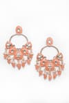 Samyukta Singhania_Peach Bead Enamelled Stone Embellished Chandbalis _Online_at_Aza_Fashions