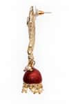 Buy_Adara Khan_Maroon Stone Enamelled Peacock Jhumkas _Online_at_Aza_Fashions