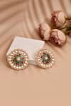 Shop_Adara Khan_Maroon Stone Enamelled Studded Round Studs _at_Aza_Fashions