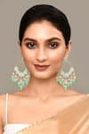 Shop_Adara Khan_Green Kundan Embellished Earrings _Online_at_Aza_Fashions