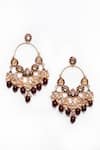 Samyukta Singhania_Maroon Kundan Mughal Carved Earrings _Online_at_Aza_Fashions