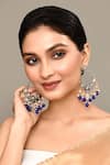 Buy_Adara Khan_Blue Kundan Mughal Shaped Earrings _at_Aza_Fashions