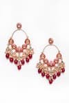 Samyukta Singhania_Pink Kundan Embellished Earrings _Online_at_Aza_Fashions