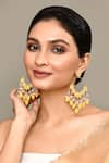 Buy_Adara Khan_Yellow Kundan Studded Earrings _at_Aza_Fashions