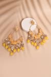 Shop_Adara Khan_Yellow Kundan Studded Earrings _at_Aza_Fashions