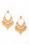 Adara Khan_Yellow Kundan Studded Earrings _Online_at_Aza_Fashions