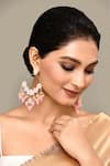 Buy_Samyukta Singhania_Pink Kundan Tear Drop Carved Earrings _at_Aza_Fashions