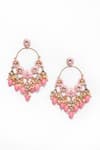 Samyukta Singhania_Pink Kundan Tear Drop Carved Earrings _Online_at_Aza_Fashions