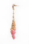 Buy_Samyukta Singhania_Pink Kundan Tear Drop Carved Earrings _Online_at_Aza_Fashions