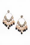 Samyukta Singhania_Black Kundan Tear Drop Carved Chandeliers _Online_at_Aza_Fashions