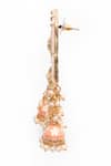 Buy_Adara Khan_Peach Stone Floral Carved Square Top Earrings _Online_at_Aza_Fashions