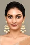 Shop_Adara Khan_Beige Stone Elephant Motif Carved Earrings _Online_at_Aza_Fashions