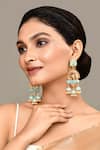 Buy_Adara Khan_Blue Stone Elephant Motif Carved Dangler Earrings _at_Aza_Fashions