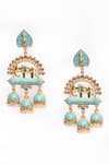 Adara Khan_Blue Stone Elephant Motif Carved Dangler Earrings _Online_at_Aza_Fashions