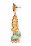 Buy_Adara Khan_Blue Stone Elephant Motif Carved Dangler Earrings _Online_at_Aza_Fashions