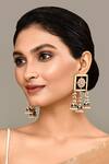 Buy_Adara Khan_Black Stone Floret Carved Top Earrings _at_Aza_Fashions