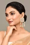 Buy_Adara Khan_Grey Stone Floret Bloom Carved Top Earrings _at_Aza_Fashions