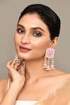 Buy_Adara Khan_Pink Stone Floral Bloom Carved Top Earrings _at_Aza_Fashions