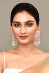 Shop_Adara Khan_Pink Stone Floral Bloom Carved Top Earrings _Online_at_Aza_Fashions