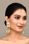 Buy_Adara Khan_Beige Stone Flower Bloom Square Top Earrings _at_Aza_Fashions