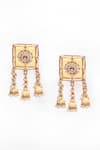 Buy_Adara Khan_Beige Stone Flower Bloom Square Top Earrings _Online_at_Aza_Fashions