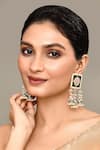 Buy_Adara Khan_Green Stone Floret Bloom Square Top Earrings _at_Aza_Fashions