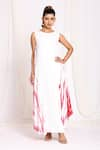 Buy_Ellemora fashions_White Double Georgette Shibori Flared Long Dress _at_Aza_Fashions