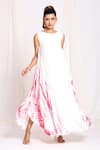 Ellemora fashions_White Double Georgette Shibori Flared Long Dress _Online_at_Aza_Fashions