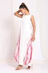 Shop_Ellemora fashions_White Double Georgette Shibori Flared Long Dress _at_Aza_Fashions