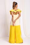 Ellemora fashions_Yellow Gajji Silk Tie Dye Circle Square Placed Pattern Color Block Jumpsuit _Online_at_Aza_Fashions