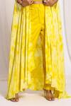 Shop_Ellemora fashions_Yellow Natural Crepe Tie Dye Cloud Pattern Blouse Sweetheart Shrug And Pant Set _Online_at_Aza_Fashions